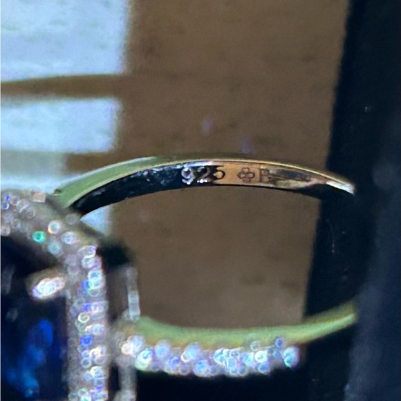 Sterling Silver 3 ct Imitation Sapphire Ring - Picture 5 of 5